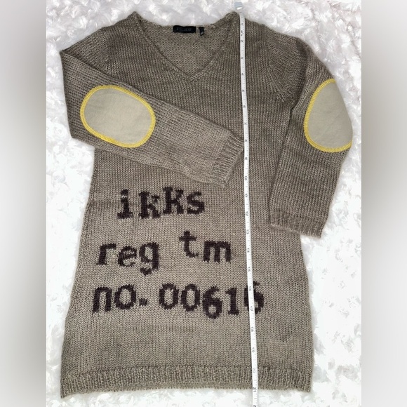 IKKS Girls Light Brown Elbow Patch V neck Knit Sweater & Skirt Set - Picture 9 of 12